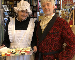 This is cheating a little bit because this pic was taken last August for my husband Doug's fantasy book launch at the Raven. I made the cupcakes, but I did not make the costumes. :) GIB and DJB in costume
